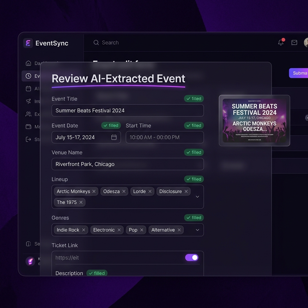 EventSync V2 Edit Form Mockup